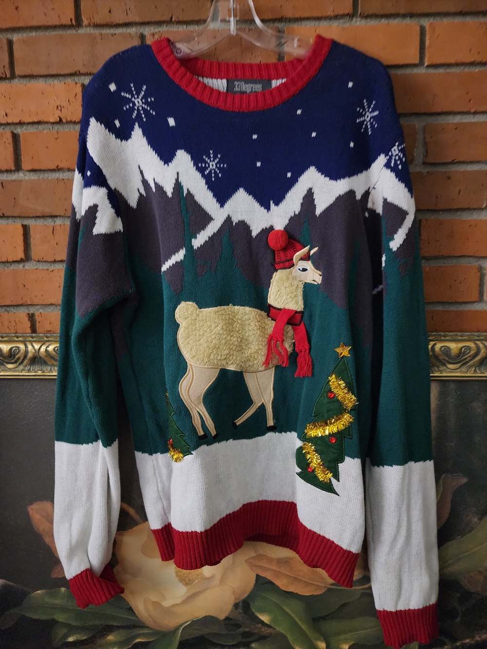 32 Degrees Women's Green Holiday Llama Sweater Medium - Picture 3 of 16